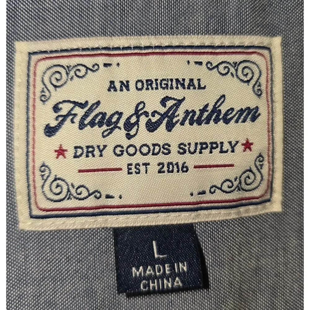 Flag & Anthem Plaid Flannel Shirt Men’s Large Brown Blue Button Front